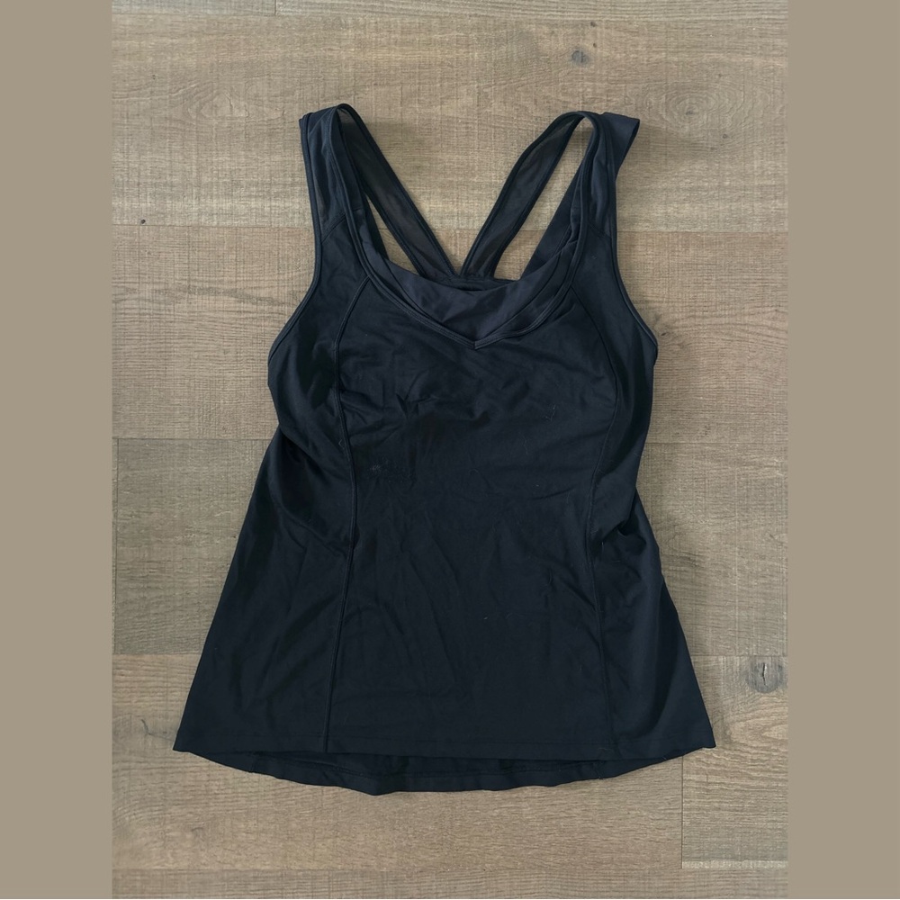 lululemon black sheer strap bra tank top